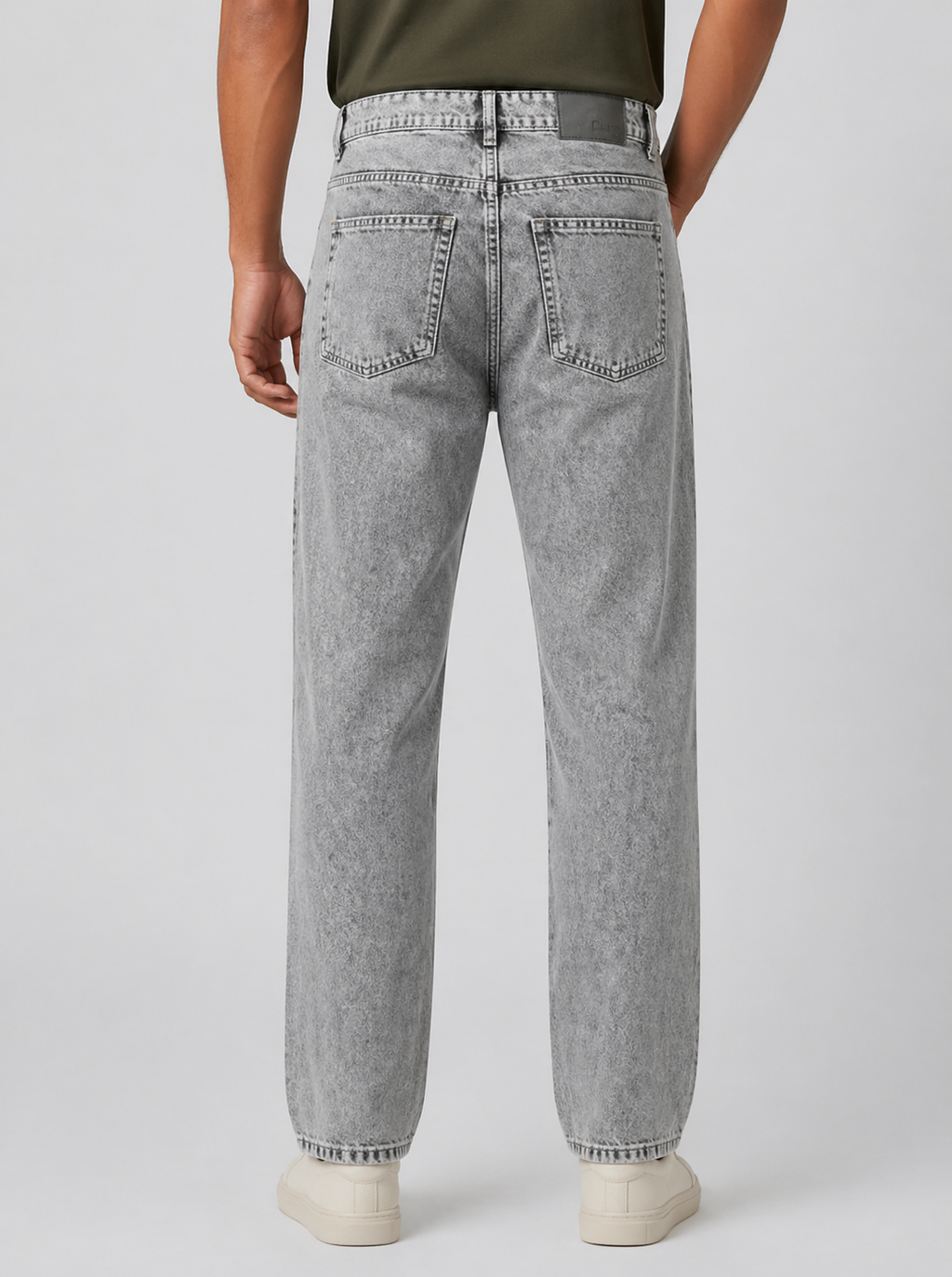 Men’s Washed Grey Straight Fit Denim Jeans