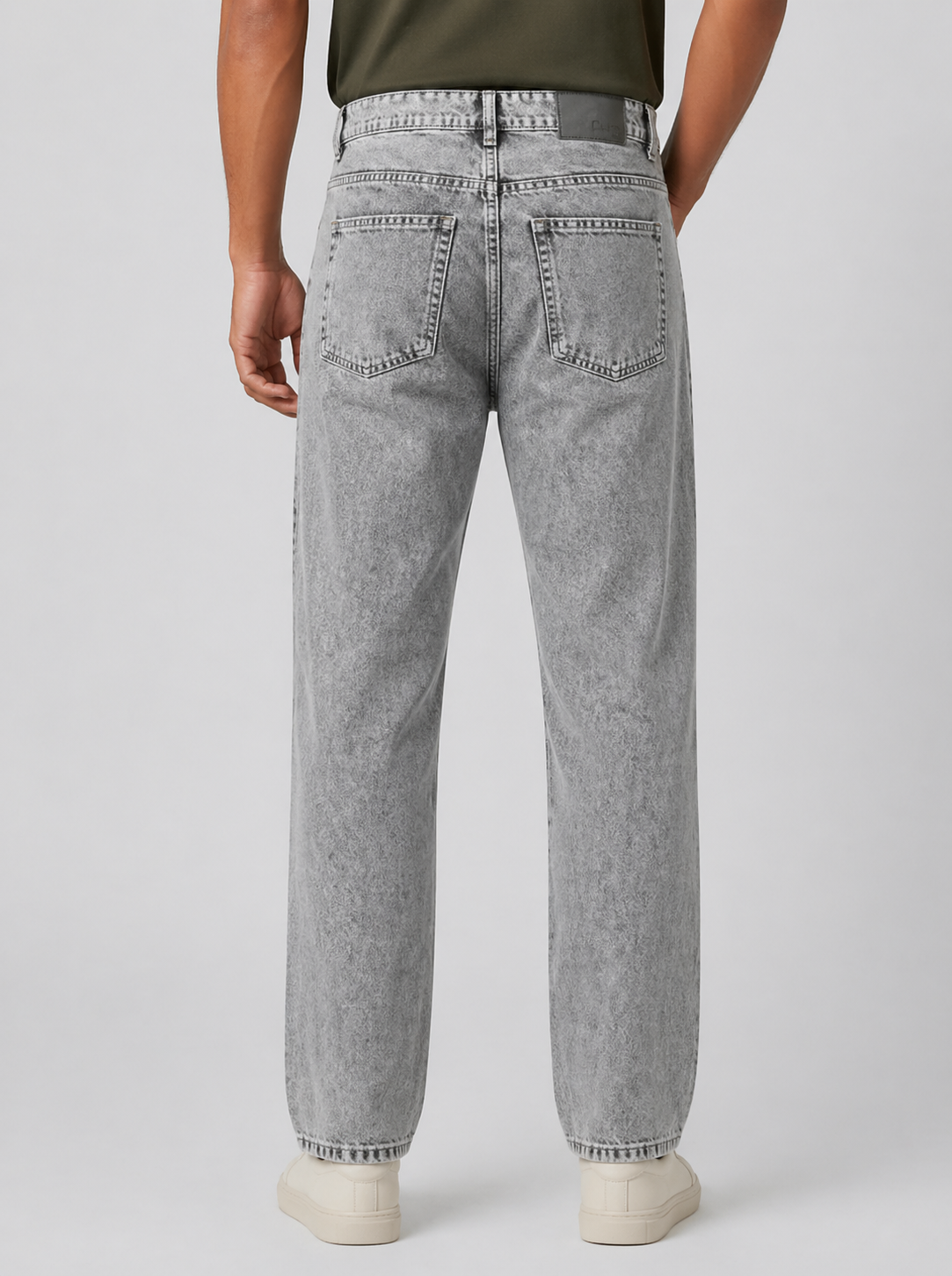 Men’s Washed Grey Straight Fit Denim Jeans