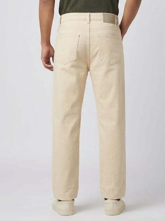 Men’s Premium Beige Straight Fit Denim Jeans