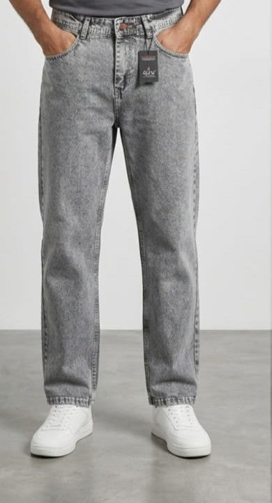 Men’s Washed Grey Straight Fit Denim Jeans